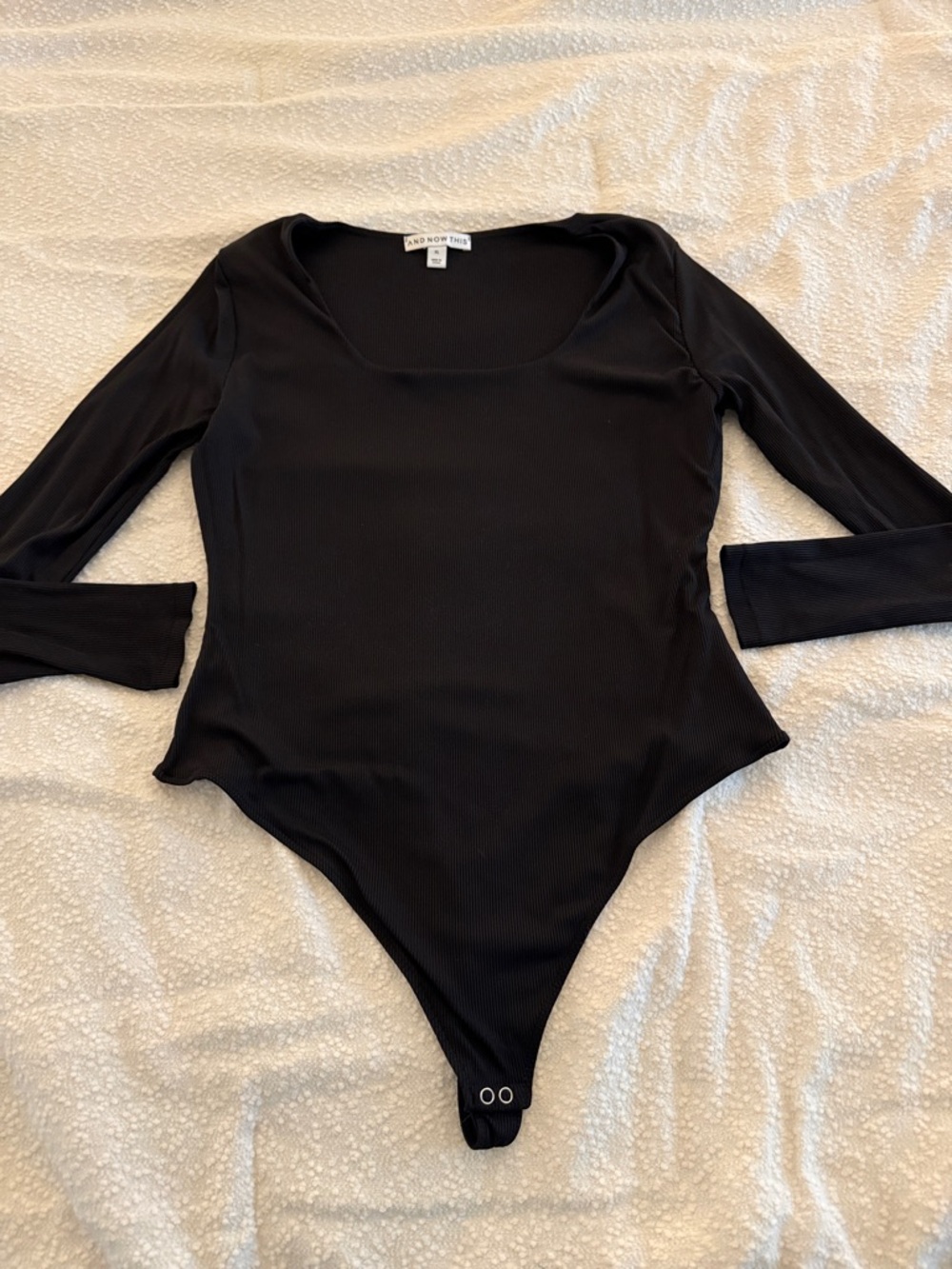And Now This Black Long-Sleeve Ribbed Bodysuit
